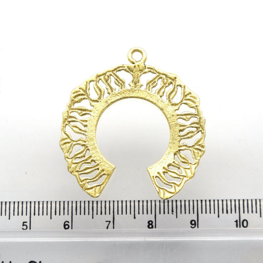 35mm x 35mm Gold Plated Symmetrical Cut-Out Downward "C" Shaped Charm/Pendant - Sold Individually