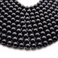Black Round Glass Beads | Sold by the Strand - 6mm 8mm 10mm 12mm Available