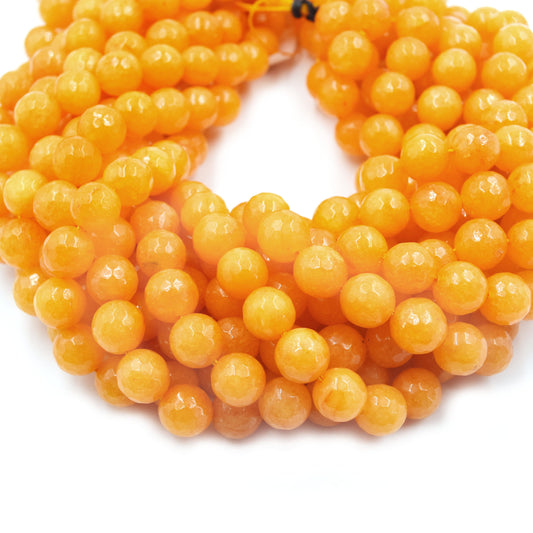 Faceted Orange Jade Beads: 6mm-12mm Gemstone Beads