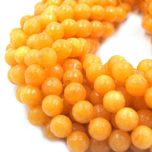 Faceted Orange Jade Beads: 6mm-12mm Gemstone Beads