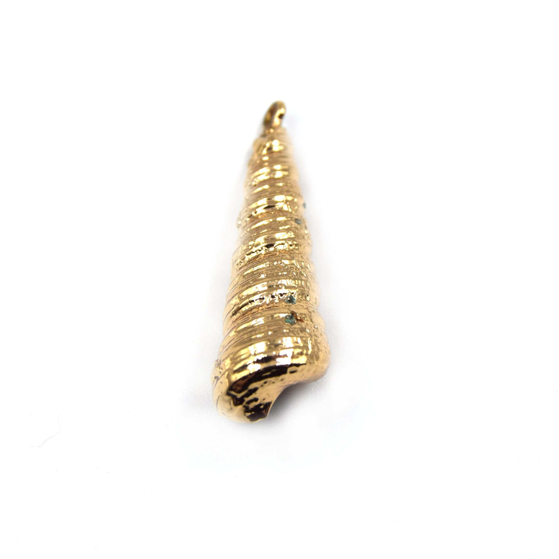 Gold Electroplated Horned/Spiral Shell Pendant W/ Loop & Ring - Two Sizes Available, Chosen at Random!
