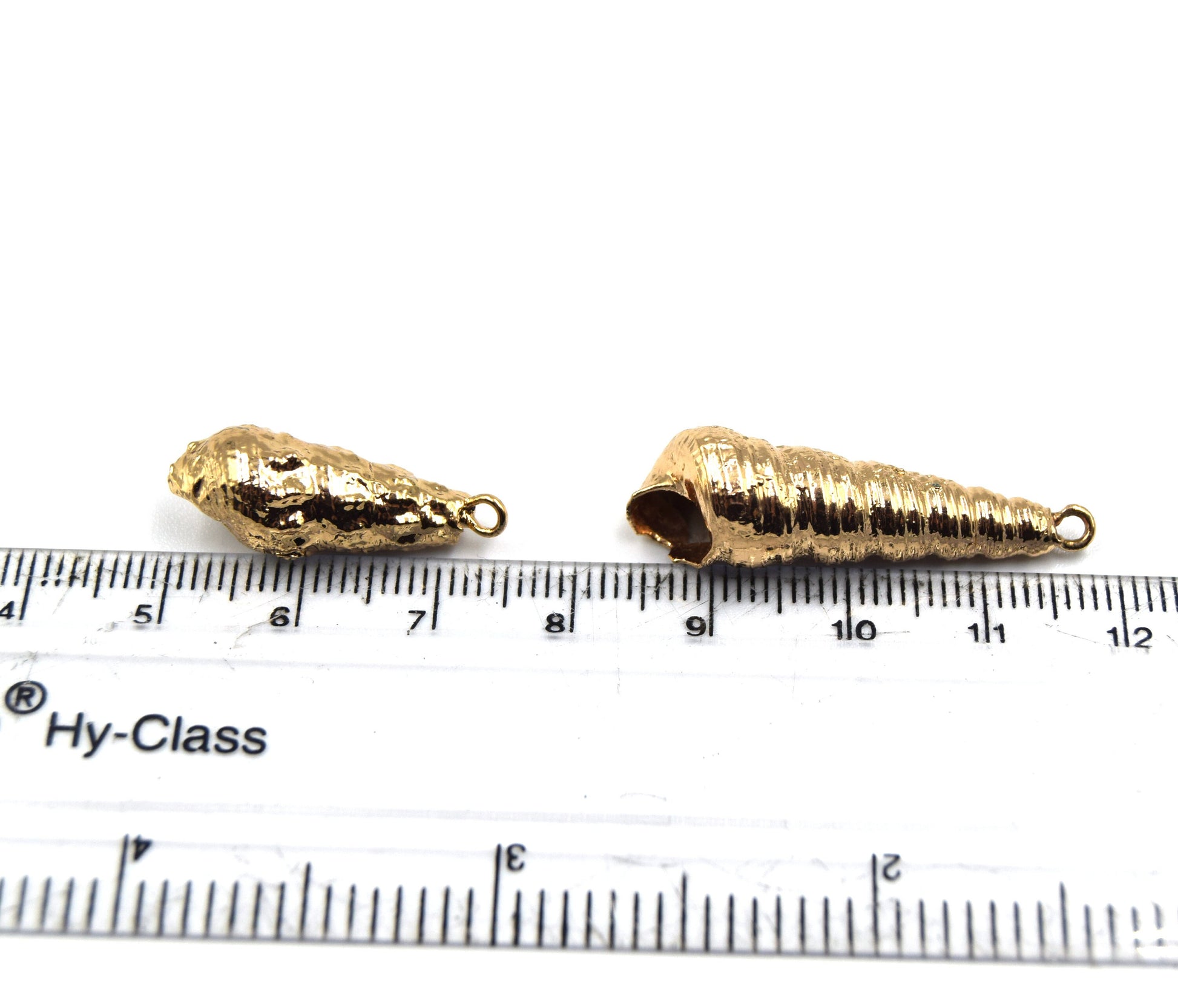 Gold Electroplated Horned/Spiral Shell Pendant W/ Loop & Ring - Two Sizes Available, Chosen at Random!