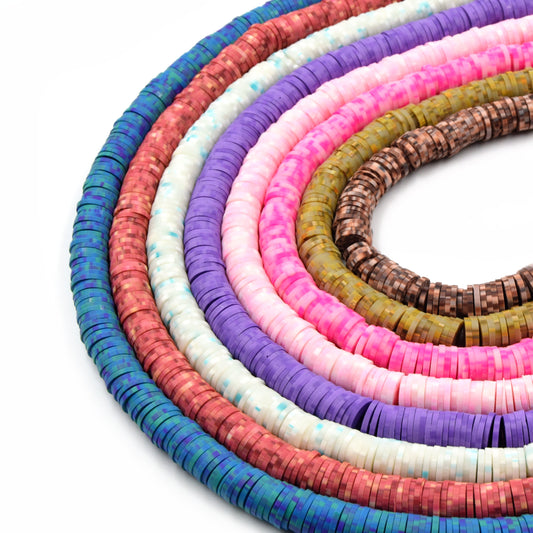 Mottled Confetti Vinyl Heishi Beads: 8mm Disc Beads