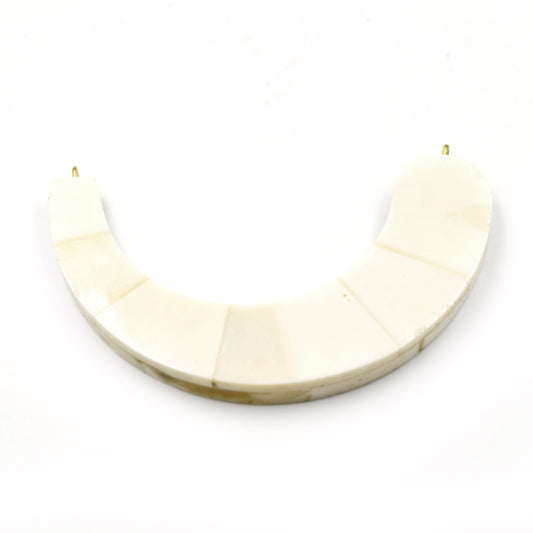 Ox Bone Crescent Pendant: White U-Shaped Focal Bead (90mm)