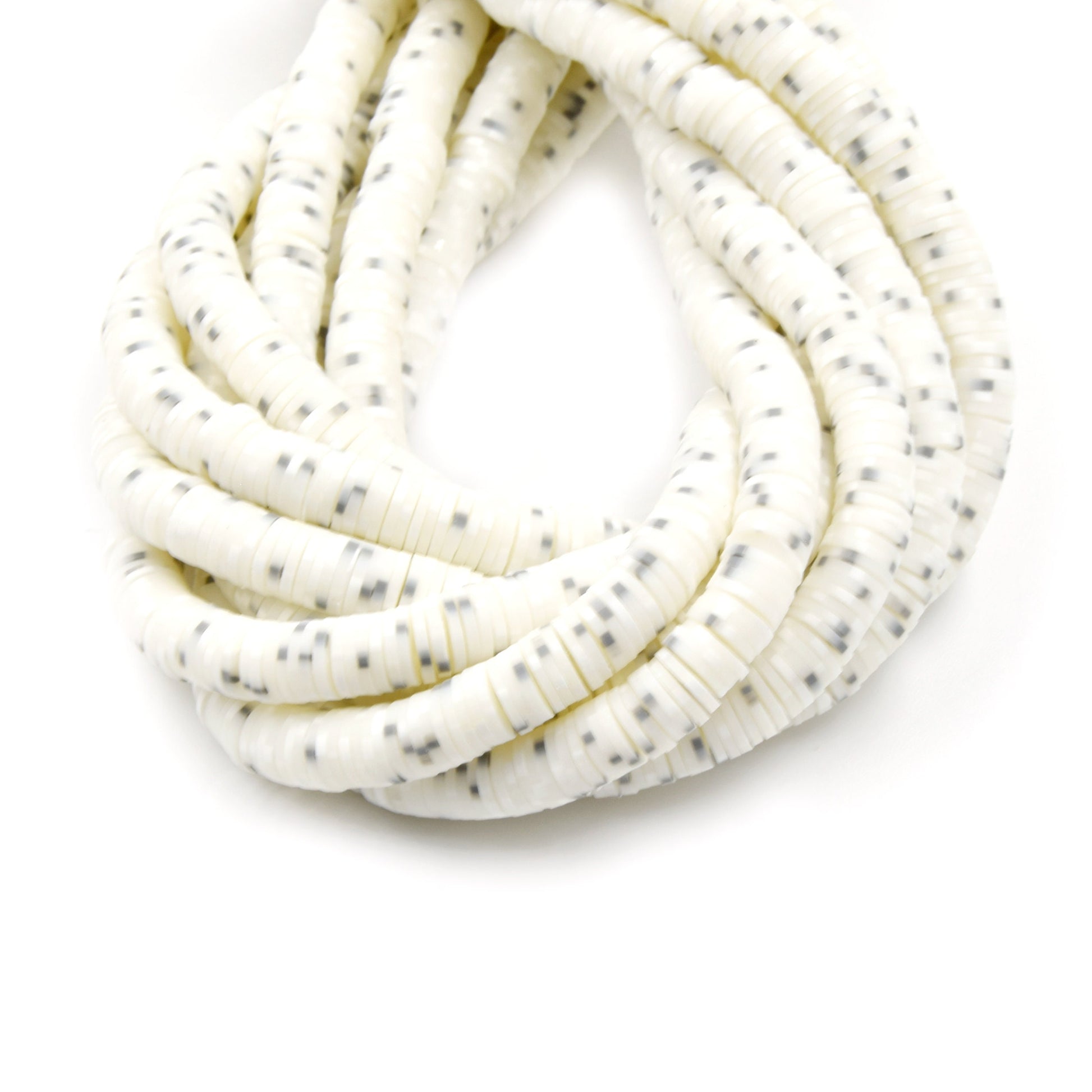 African Vinyl Beads | 6mm Mottled Confetti Vinyl Clay Heishi Disc Beads (Approx. 350 Beads)