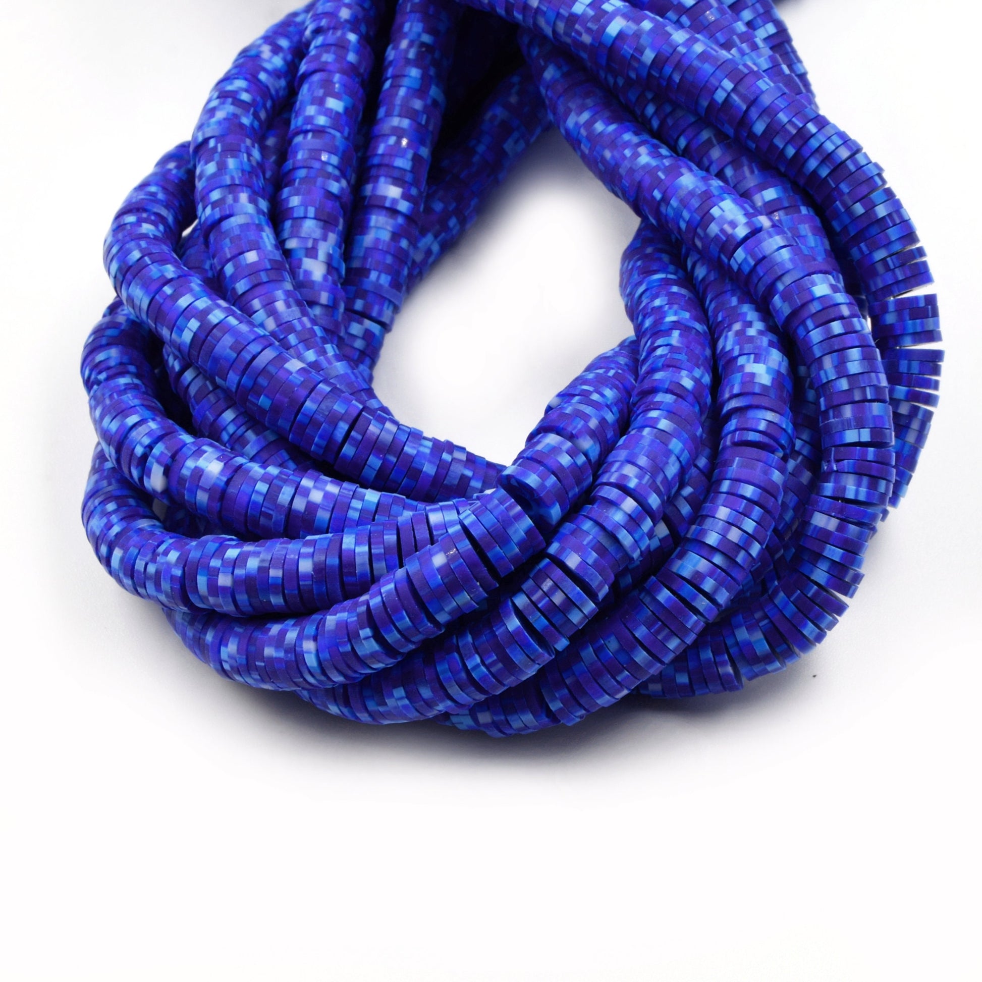 African Vinyl Beads | 6mm Mottled Confetti Vinyl Clay Heishi Disc Beads (Approx. 350 Beads)