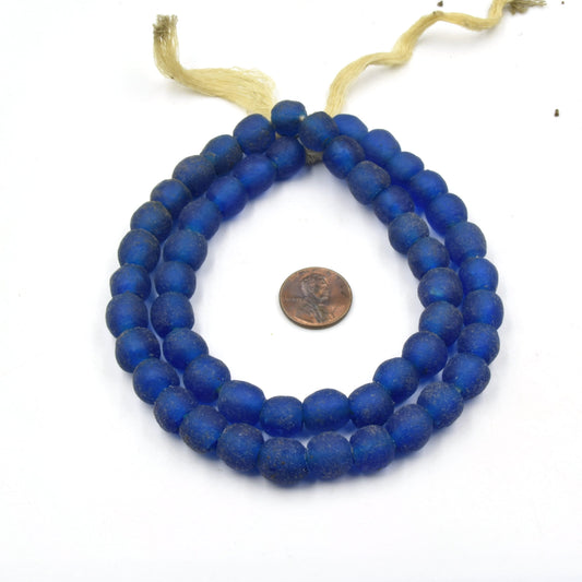 African Glass Beads | 10mm Recycled African Glass Round Rondelle Beads - Sold by Approx. 21" Strand (~58 Beads)