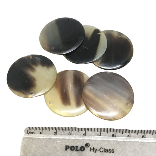 Natural Horn Coin Disc Connectors  Mixed Black Brown Lightweight Jewelry Components