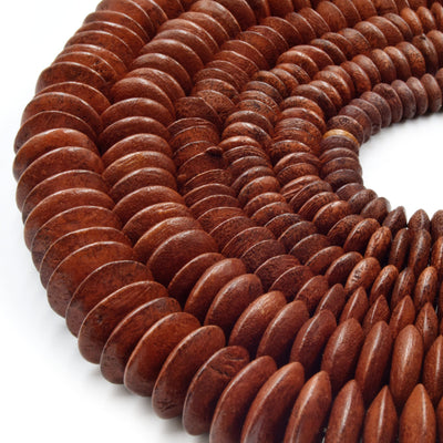Wood Saucer Beads | Natural Brown Red Black Saucer Shaped Wooden Beads with 1.5mm Holes - 10mm 12mm 14mm 16mm 18mm Available