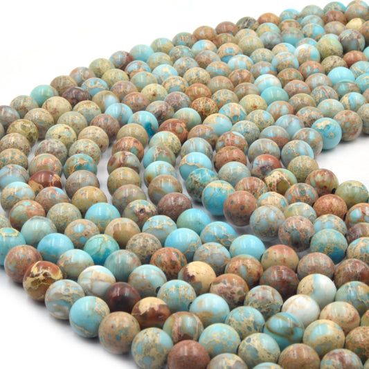 Sea Sediment Jasper Beads | Smooth Pale Blue Sea Sediment Jasper Round Beads | 6mm 8mm 10mm