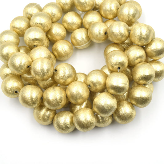 Copper Beads: Premium Gold Brushed Round Metal Beads in 6mm, 8mm, 10mm, 12mm, and 14mm Sizes
