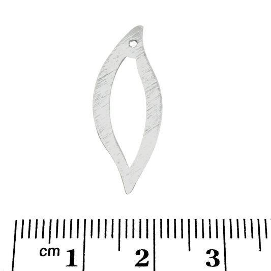 11mm x 29mm Silver Brushed Finish Thick Leaf Shaped Plated Copper Components - Sold in Pre-Counted Bulk Packs of 10 Pieces - (087-SV)