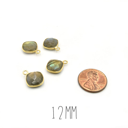 Faceted Labradorite Bezel Pendant: Iridescent Gemstone Connector