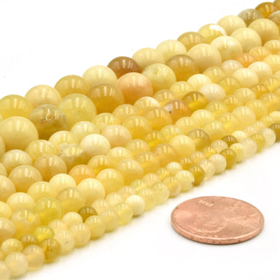 Yellow Opal Beads | Smooth Round Gemstone Beads | 4mm 6mm 8mm 10mm