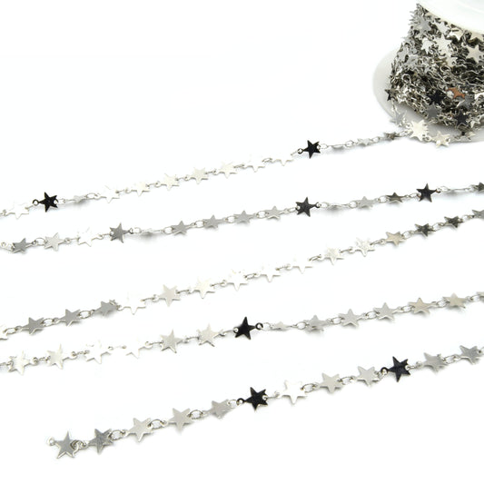 Star Link Chain - Plated Copper - Gold, Silver, Gunmetal, and Oxidized Silver - Belly Chain - CUTE and Delicate - Sold By the Foot