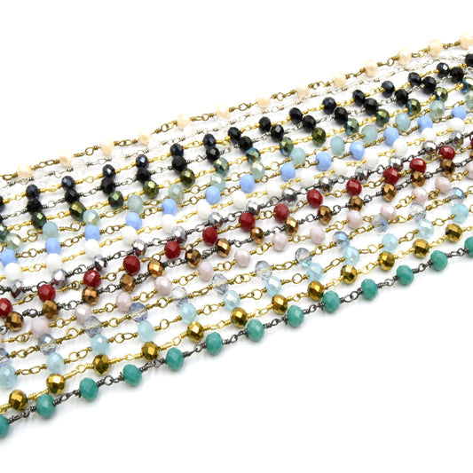 Rosary Chain / 3mm x 4mm Trans crystal beads