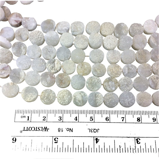 Premium Druzy Beads | Coin Druzy Agate Beads | loose Beads Beads By Strand | 10mm 12mm 16mm | Silver white Rainbow Brown Gold