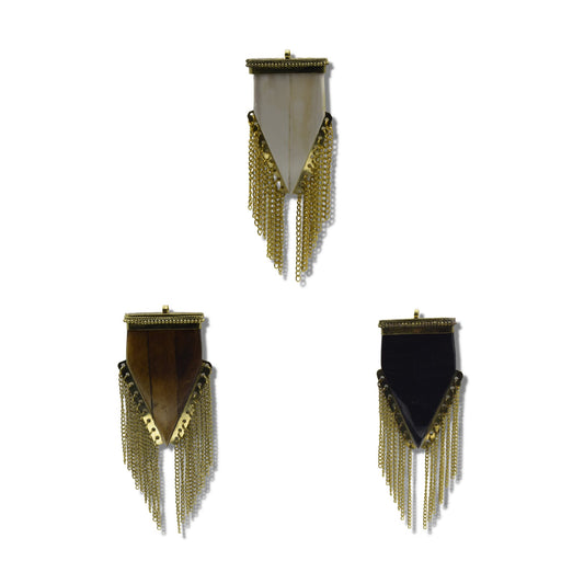 Bone Arrow Pendant | Ox Bone Arrow Shape Pendant With Gold Plated Chains | Focal Pendant | Horn Pendant | Jewelry Supplies