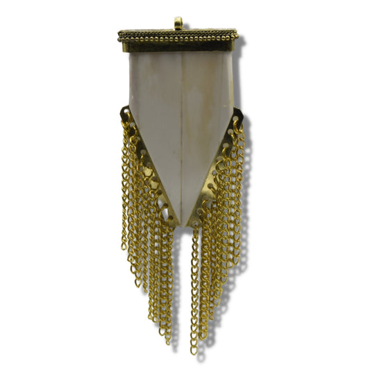 Bone Arrow Pendant | Ox Bone Arrow Shape Pendant With Gold Plated Chains | Focal Pendant | Horn Pendant | Jewelry Supplies