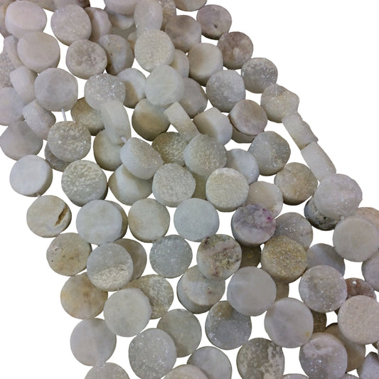 Premium Druzy Beads | Coin Druzy Agate Beads | loose Beads Beads By Strand | 10mm 12mm 16mm | Silver white Rainbow Brown Gold