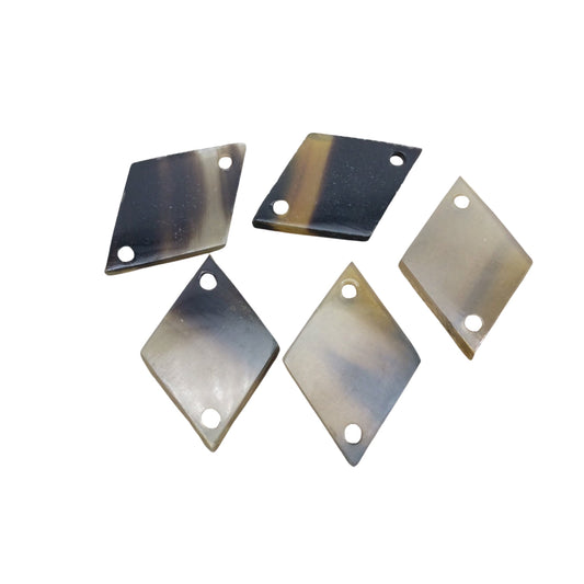 Semi-Transparent Black/Brown/Tan Diamond Shaped Lightweight Horn Connector Component with 2mm Holes