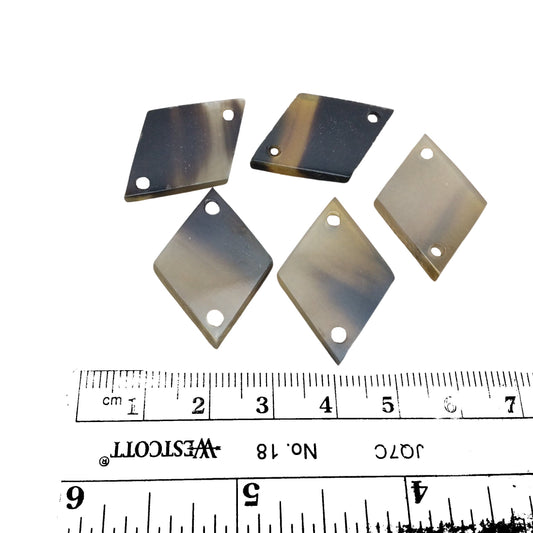 Semi-Transparent Black/Brown/Tan Diamond Shaped Lightweight Horn Connector Component with 2mm Holes