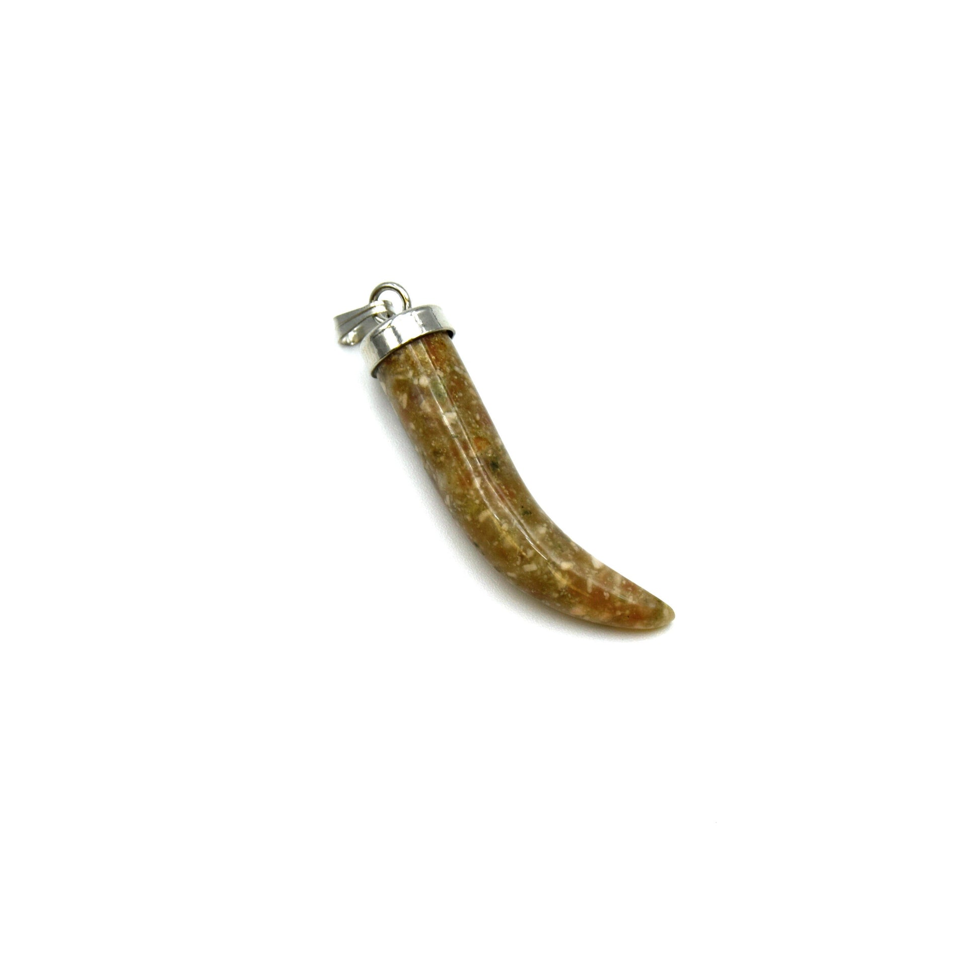 Gemstone Tusk Pendant with Gold Bail - 33mm