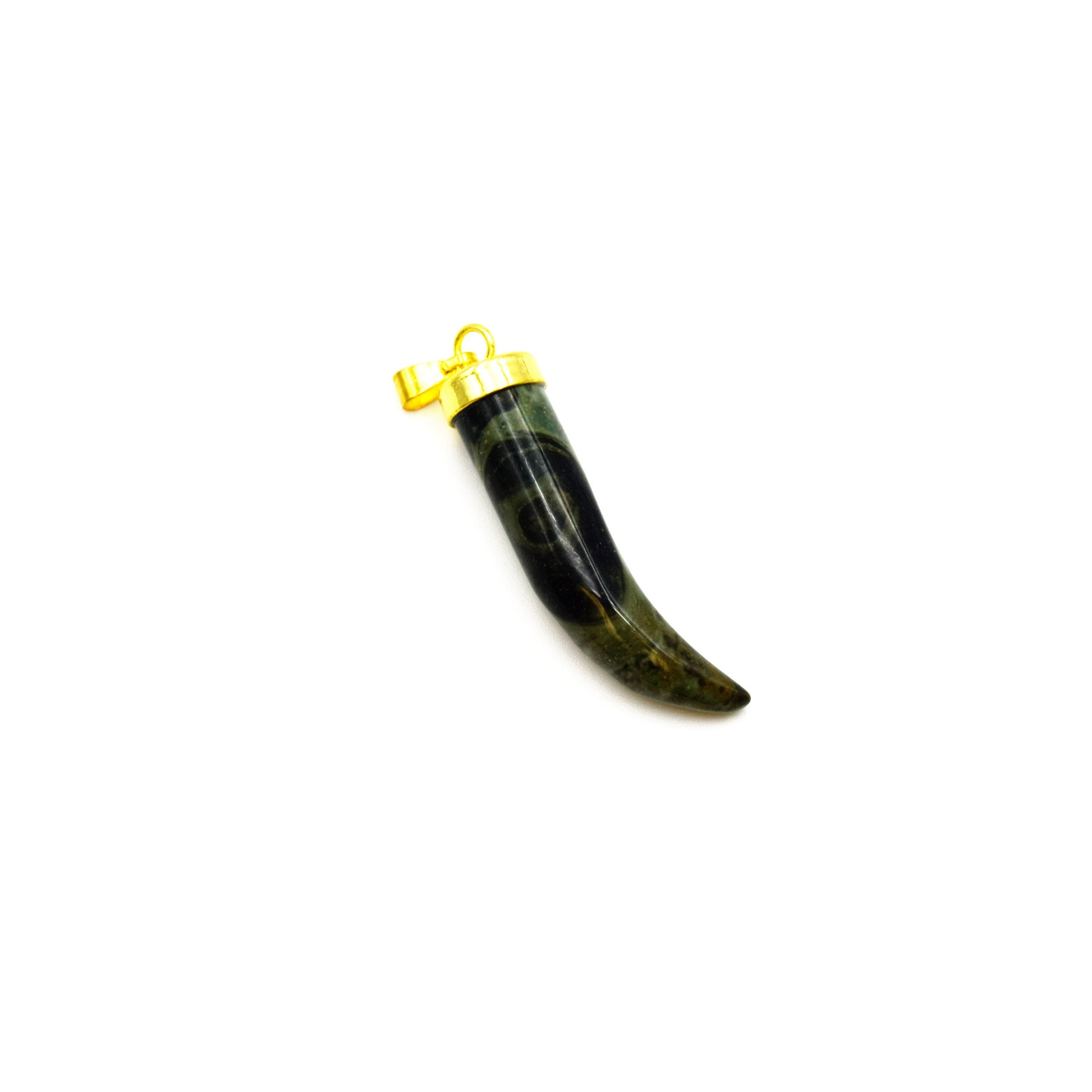 Gemstone Tusk Pendant with Gold Bail - 33mm