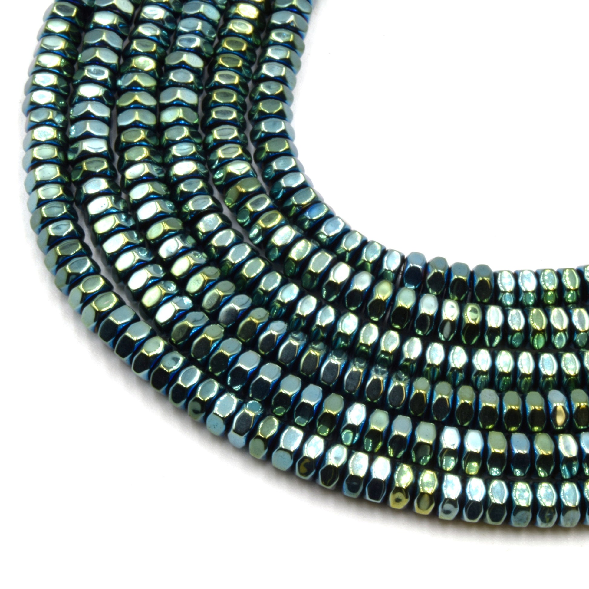 Hematite Hexagon Beads - 2mm x 4mm