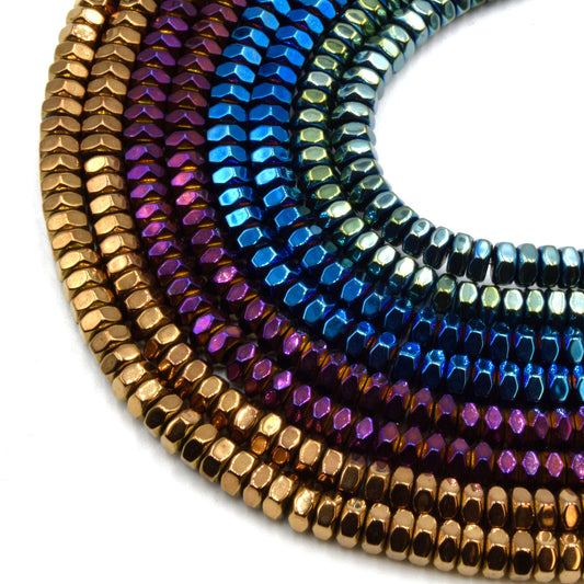Hematite Hexagon Beads - 2mm x 4mm