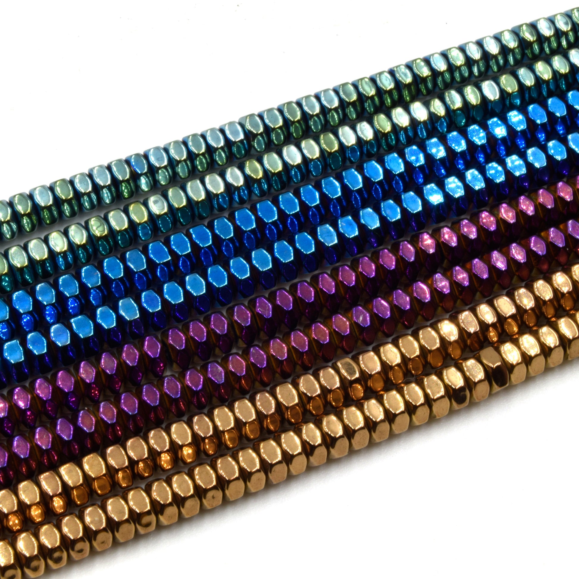 Hematite Hexagon Beads - 2mm x 4mm