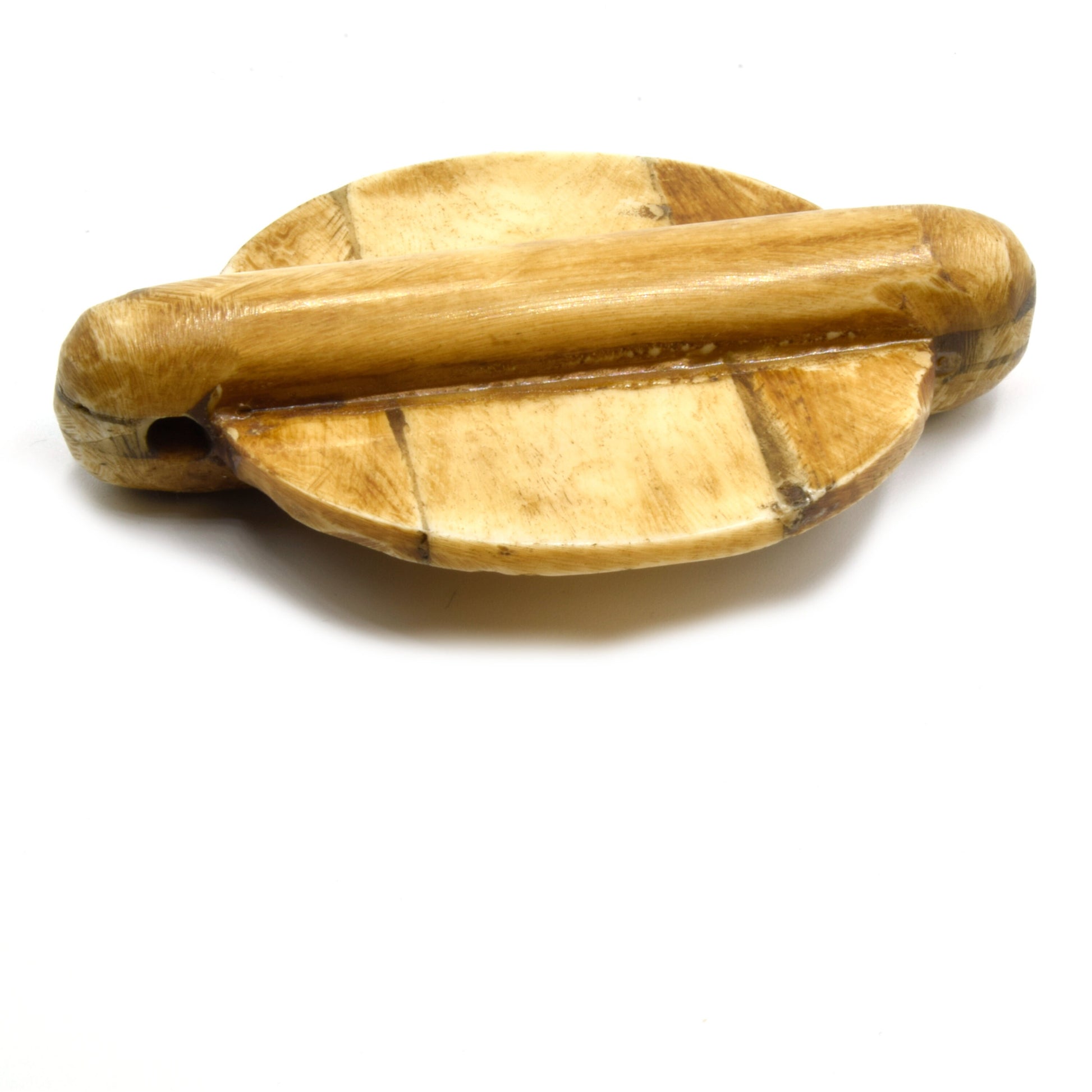 Flat Round/Disc Shaped Natural Bone Pendant/Bead with One Hole - White & Brown Bone Pendant