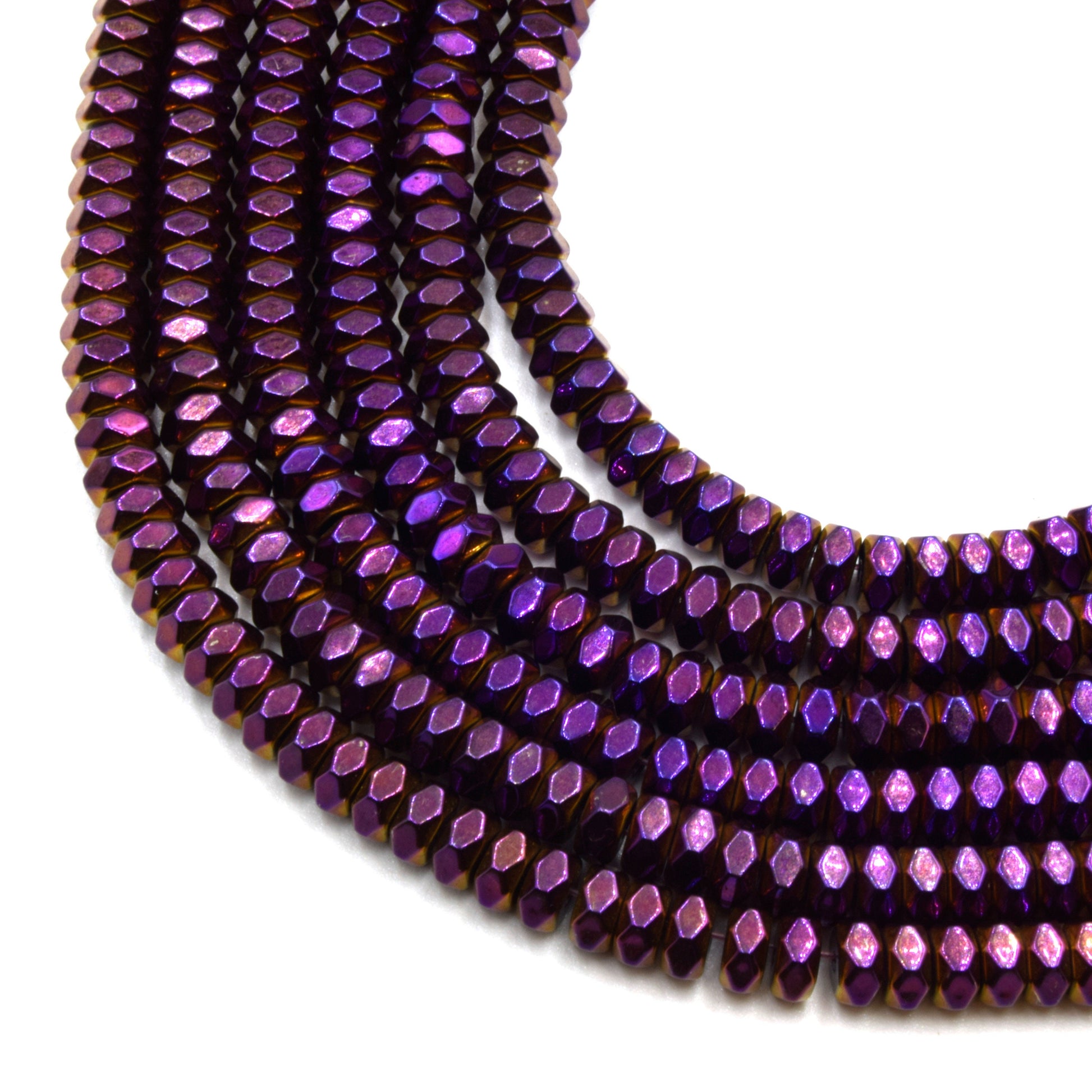 Hematite Hexagon Beads - 2mm x 4mm