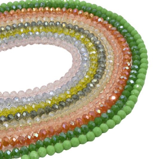 Chinese Crystal Beads | 6mm Faceted Metallic AB Rondelle Shaped Crystal Beads |
