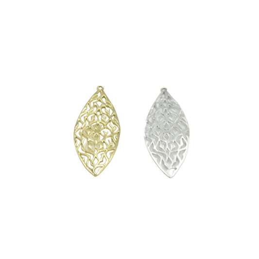 Plated Copper Leaf Component: Gold & Silver Jewelry Charms (Pack of 10)