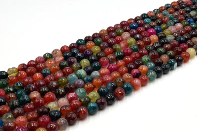 Agate Beads | Dyed Mixed Faceted Round Gemstone Beads | 6mm 8mm 10mm Available