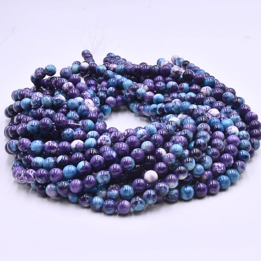 Purple and Blue Mottled Agate Beads - 8mm