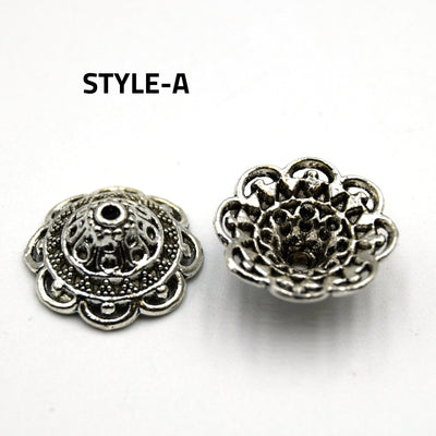 Transform Your Beads with Pewter Floral Fancy Bead Caps: Glue or Knot for Instant Elegance- Pack of 5 pairs