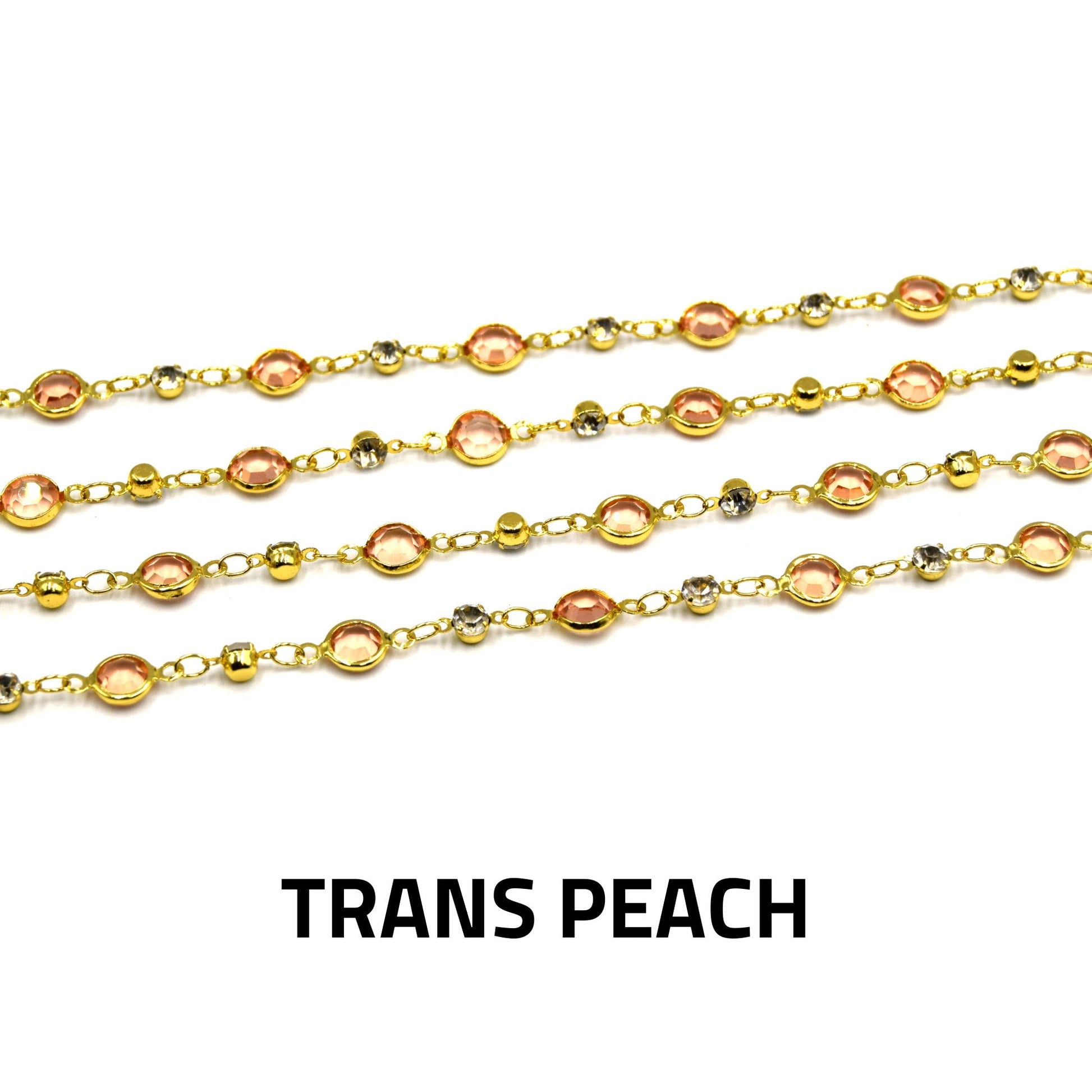 Gold plated Crystal Link Chain- 6mm with CZ spacers | Dazzling Jewelry Accessory