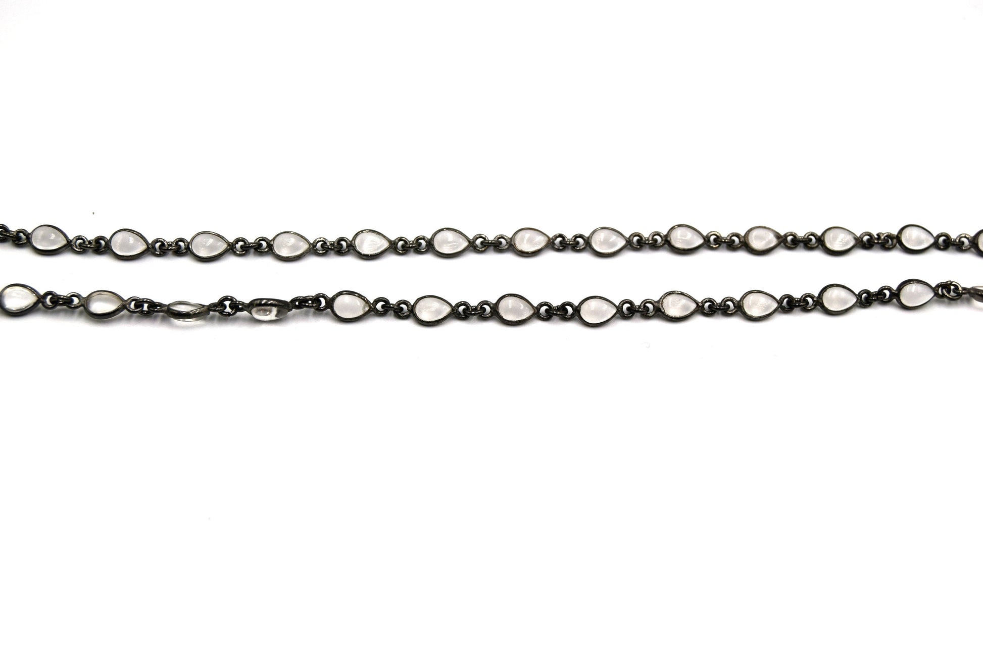 Gold Plated Copper Bezel Link Rosary Chain |CZ Round Bezel Chain for Jewelry Making