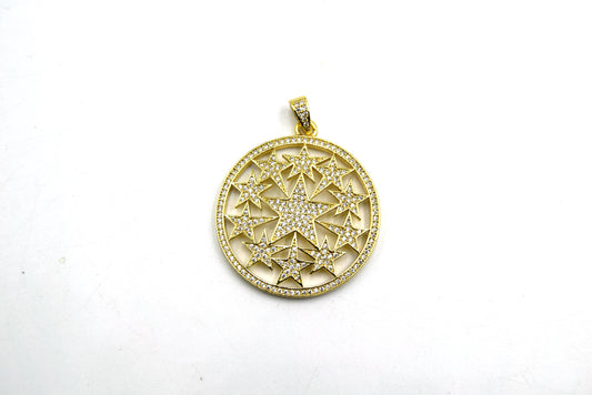 CZ Star Cutout Pendant: Plated Copper Charm (35mm)
