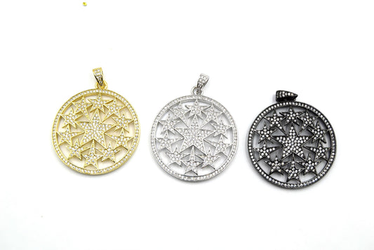 CZ Star Cutout Pendant: Plated Copper Charm (35mm)