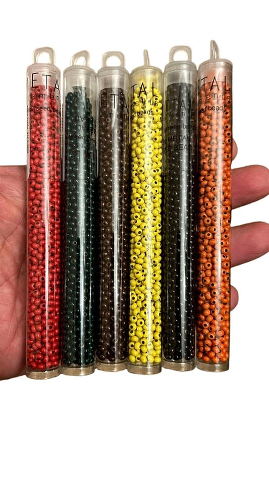 Glossy Seed Beads Size 8/0: Coated Brass, 5" Tubes (900 Beads)