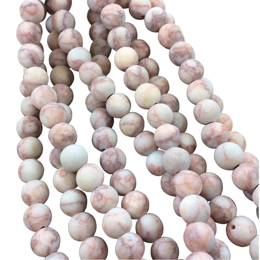10mm Matte Natural Granite Beads | Large 2.5mm Hole | Round Smooth Matte Finish, 7.5" Strand (Approx. 20 Beads) | Jewelry Making Supplies