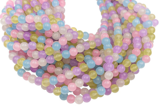 Pastel New Jade Beads  6mm 8mm 10mm 12mm Round  Soft Multicolor Gemstone Beads for Jewelry Making, Stretch Bracelets, Crafts