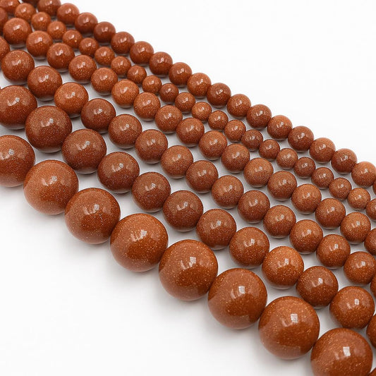 Goldstone Beads  4mm 6mm 8mm 10mm 12mm 14mm Smooth Round  14.5 Strand for Jewelry Making, Bracelets, Necklaces, Crafts