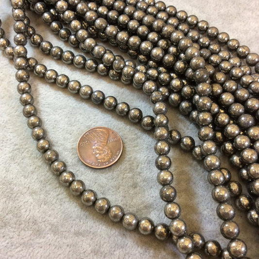 Pyrite Round Bead Strand, 6mm, approx. 65 beads per strand