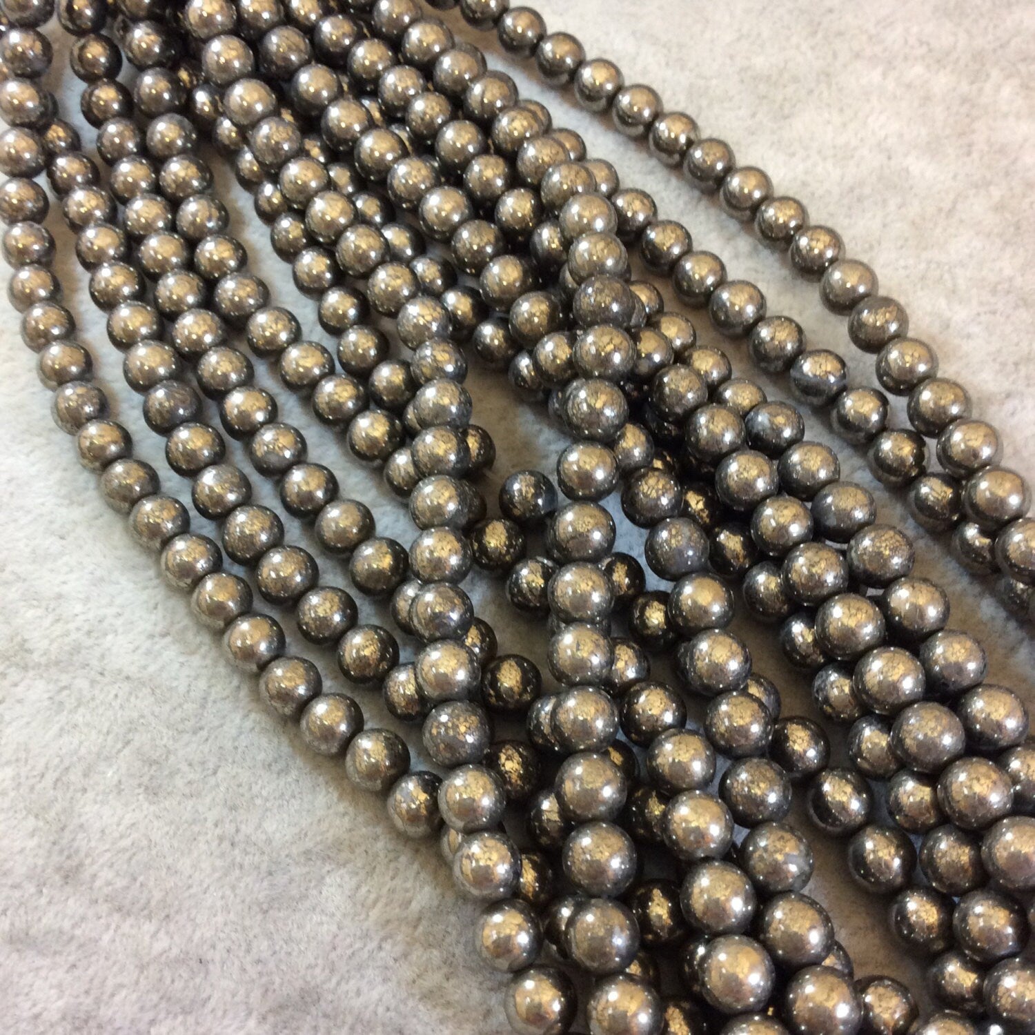 Pyrite Round Bead Strand, 6mm, approx. 65 beads per strand
