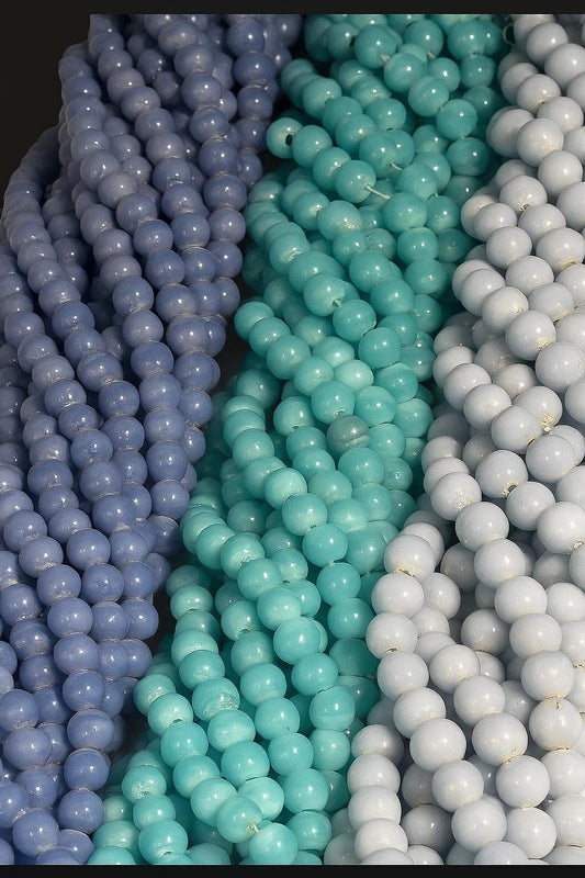 Glossy Sky Blue Ceramic Beads: Irregular Rondelles, 15" Strand