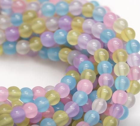 Pastel New Jade Beads  6mm 8mm 10mm 12mm Round  Soft Multicolor Gemstone Beads for Jewelry Making, Stretch Bracelets, Crafts